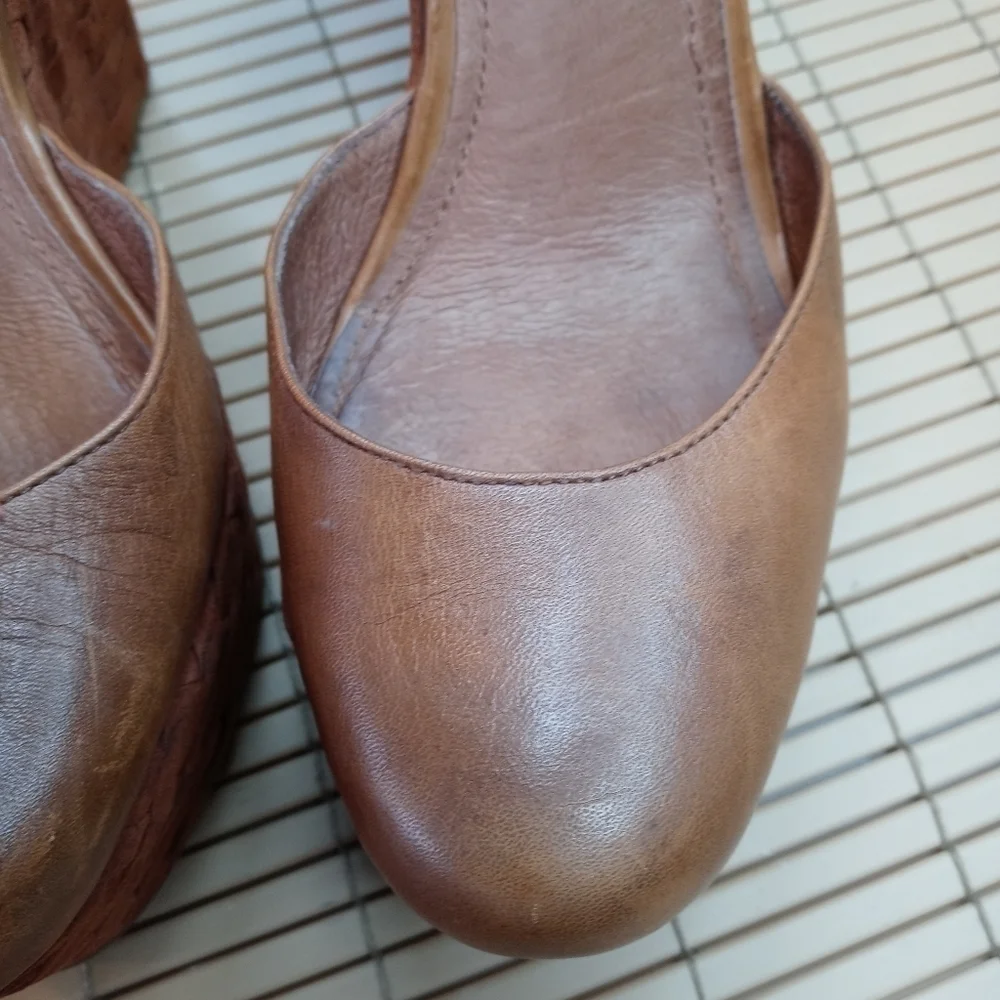 Seven For All Mankind Womens Brown woven leather  platform Shoes Size 9M 310pem